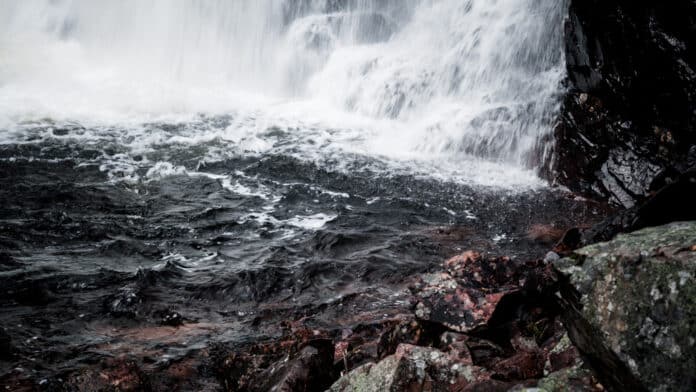 Bottom of waterfall.