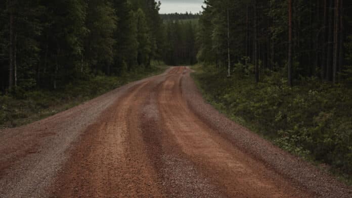 A lonely dirt road in Sweden.